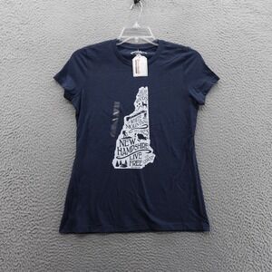 Chowdaheadz Short Sleeve New Hampshire Tee Shirt‎ Small Navy Blue Women NWT